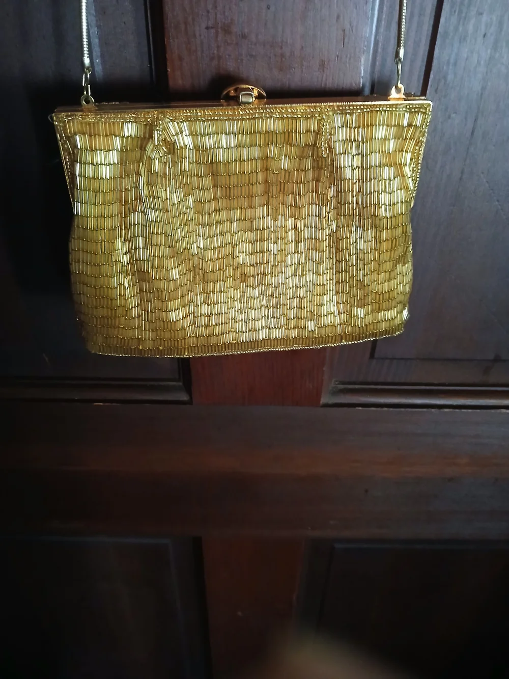 La Regale Vintage Gold Beaded Evening Bag